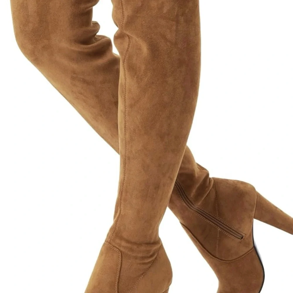 Vepose | Over-the-Knee Block Heel Boots | Women’s Size 7 | Camel Suede | NIB